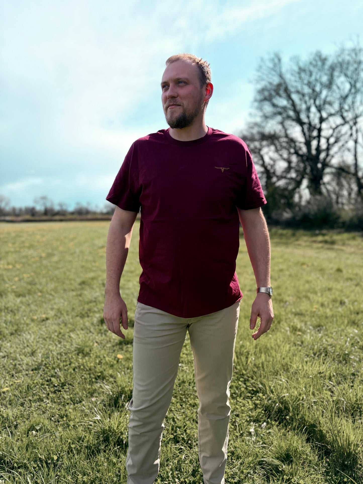 Longhorn Bull Skull Frontier Tee – Maroon