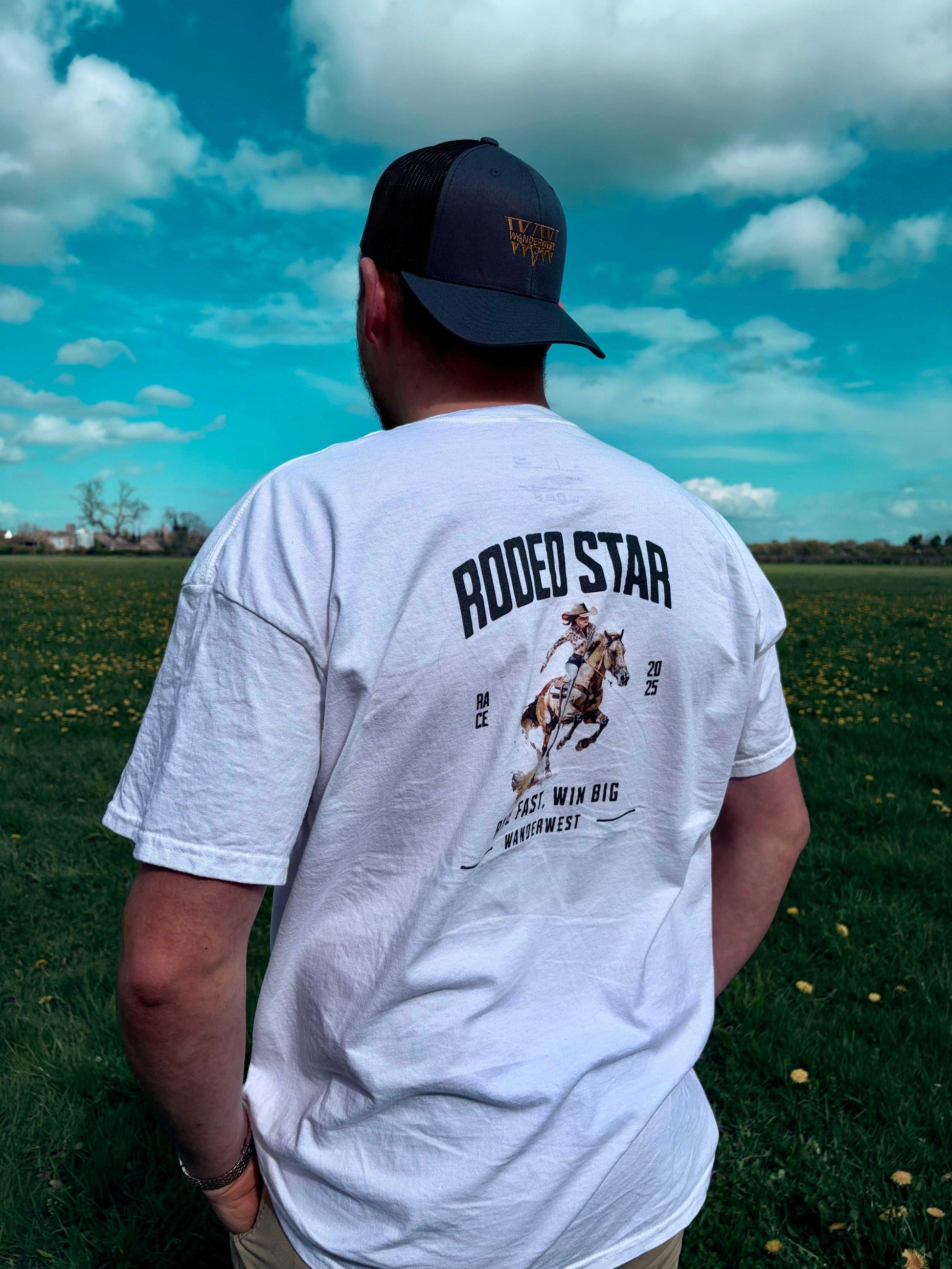 Some days are dusty, others shine. The Dust & Diamonds Tee blends grit & glow. 100% cotton unisex fit, bold clean white tee for year-round western style.