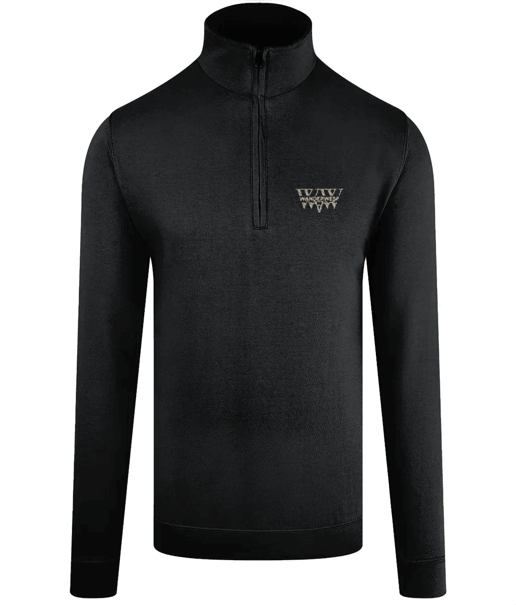 Discover the Outlaw Range Quarter Zip in Jet Black. Perfect for those who chase the night, offering durability, warmth, and Western energy in a stylish design.